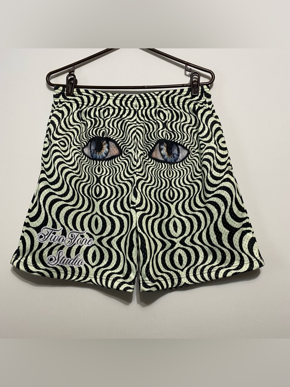 Hypnotic Psychedelic Eyes Design Shorts Two Tone Studios Sz Large Trippy